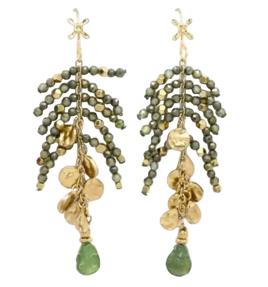 Pyrite Stone Gold Earring