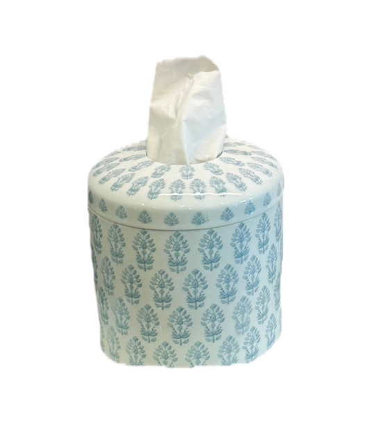 Ceramic Tissue Vessel - Blue Floral