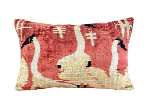 Coral Crane Ikat Pillow - 16x24