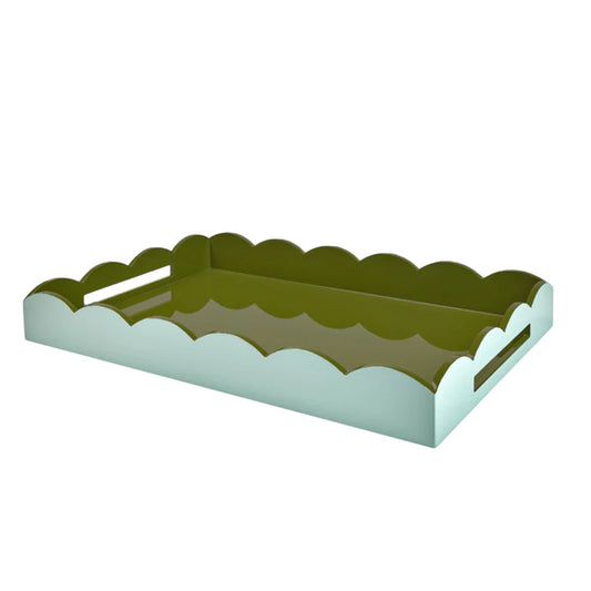 Lacquer Scalloped Tray Eau de Nil/Khaki