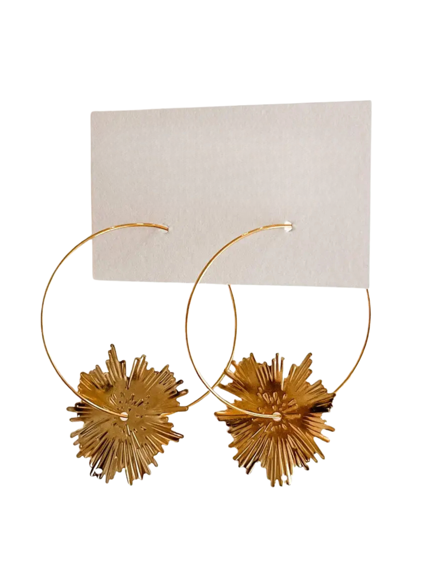 Gold Sunburst Hoop Earring