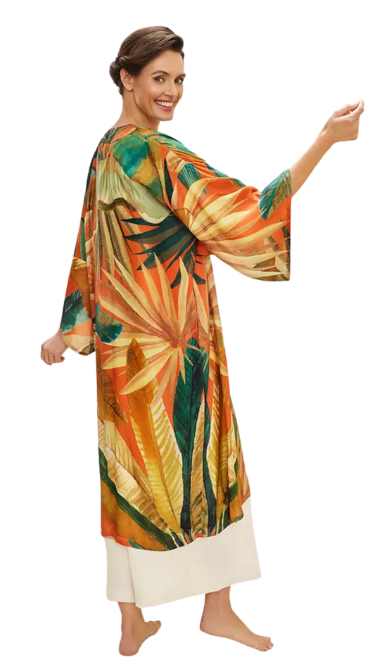 Kimono Gown - Painted Palms
