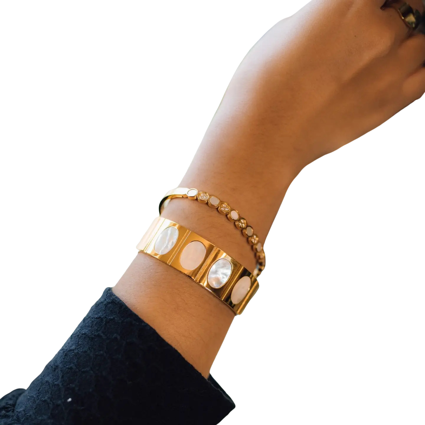 Mother of Pearl Dotted Cuff Bracelet