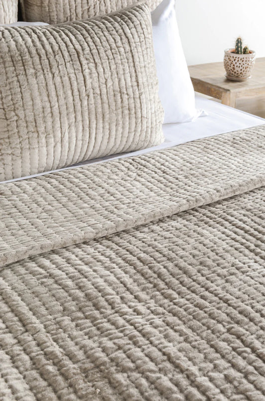 Bari Velvet Quilt Set - Pebble