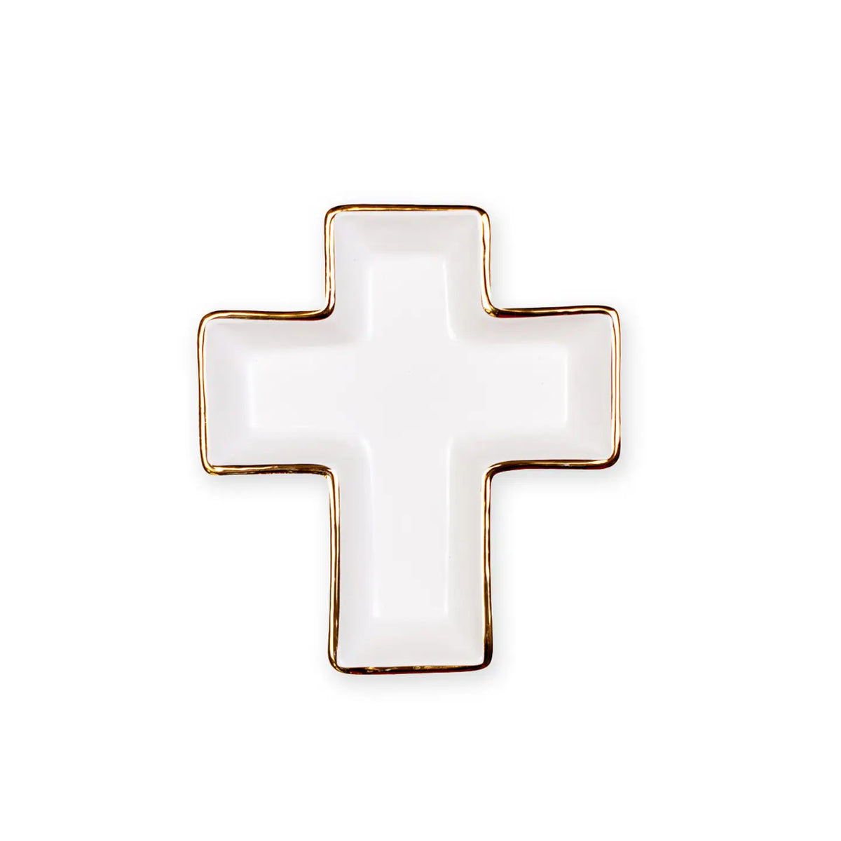 White/Gold Cross Trinket Dish