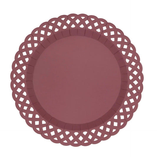 Paper Plate (Large) - Burgundy Basketweave