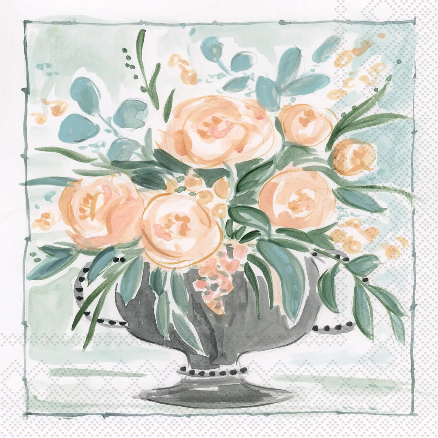 Cocktail Napkin - Peach Floral Vase
