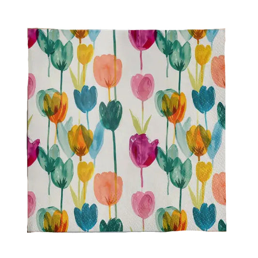Cocktail Napkin - Colorful Tulips