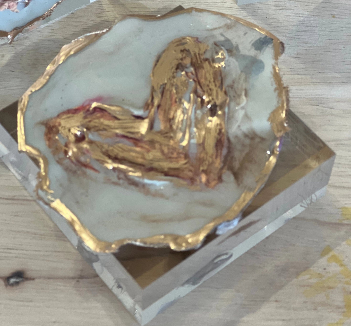 Gilded Heart Lucite Block - Original