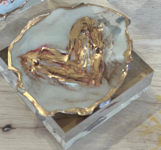 Gilded Heart Lucite Block - Original