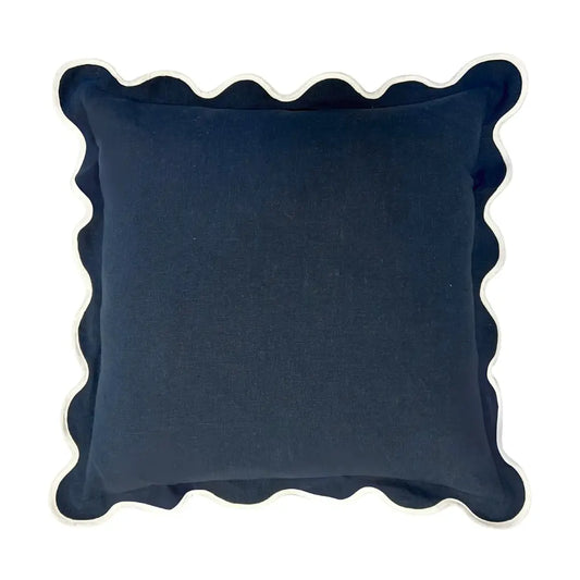 Navy/White Scalloped Pillow - 18x18