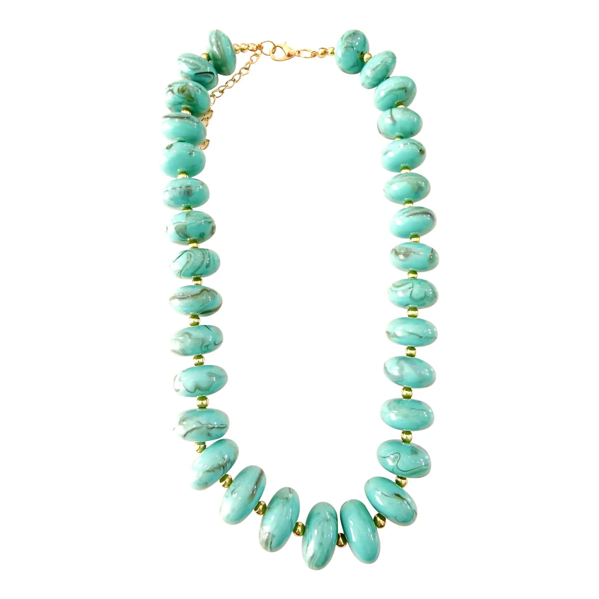 Turquoise Marbled Beaded Necklace