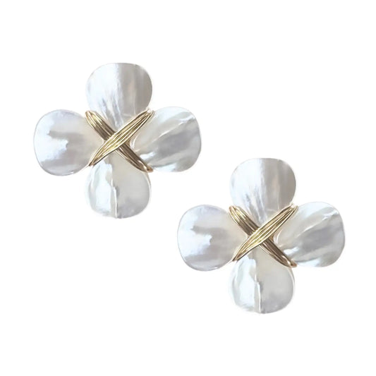 Gold Pearl Floral Earring