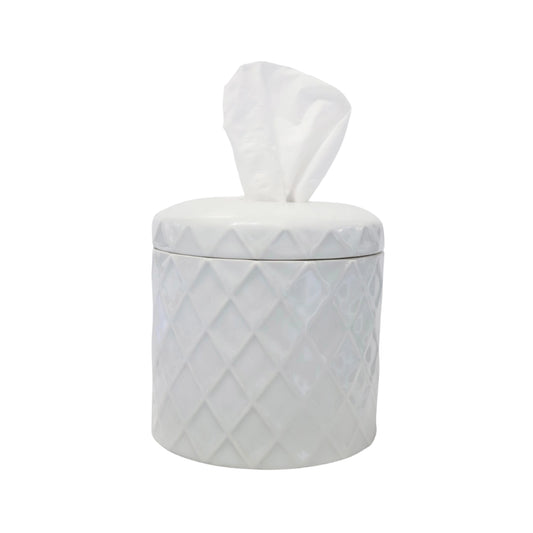 Ceramic Tissue Vessel - Textured White
