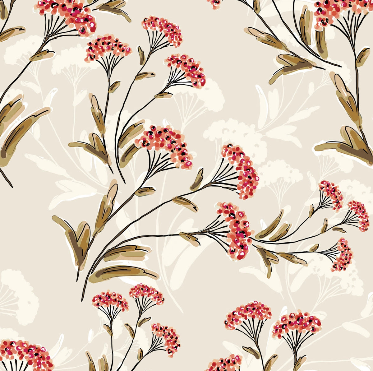 Cocktail Napkin - Winter Berry Floral