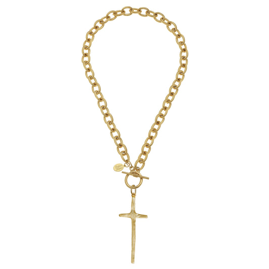 Elongated Cross Toggle Necklace