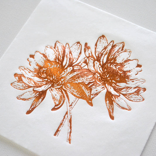 Cocktail Napkin - Copper Foil Flower