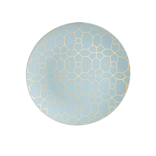 Plastic Plate (Large) - Mint/Gold Pattern