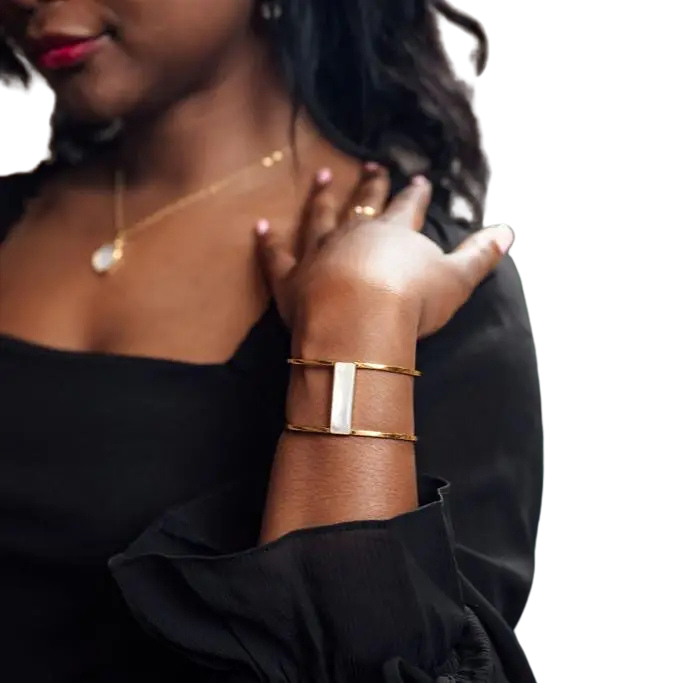 Mother of Pearl Barred Cuff Bracelet