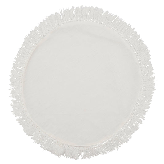 Stonewashed Fringe Placemat - Ivory