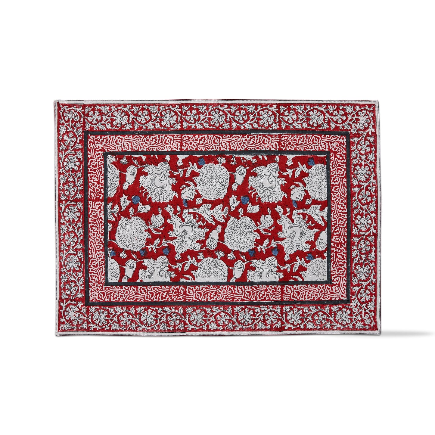 Cloth Placemat - Blue & Red Block Print