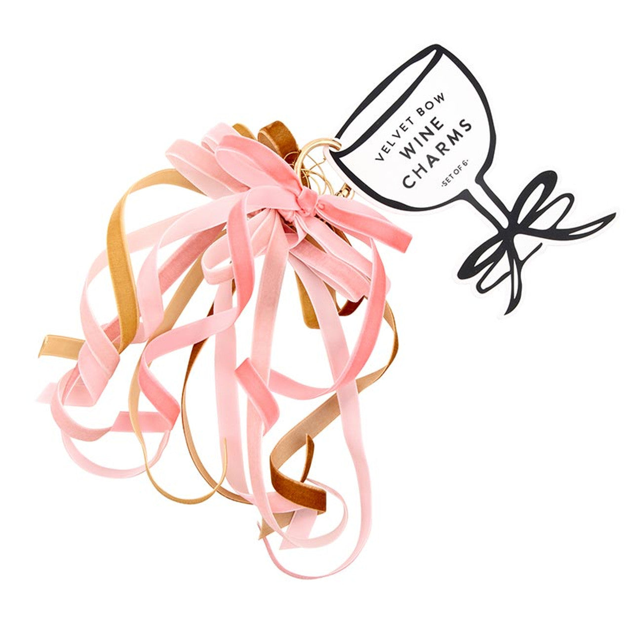 Velvet Bow Wine Charms S/6