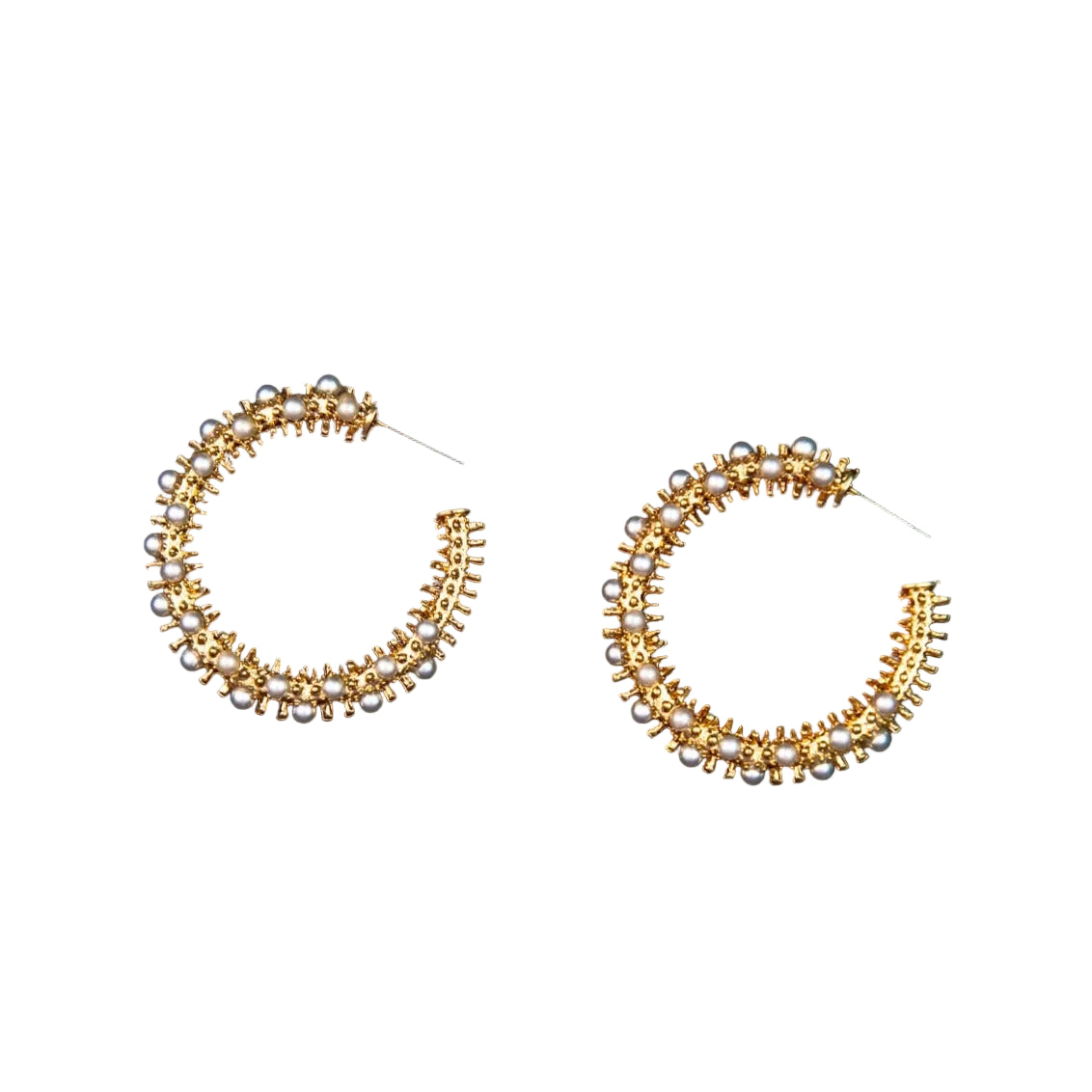 Dotted Pearl Hoop Earring