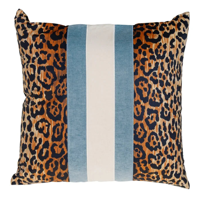 Leopard/Blue Stripe - 24x24