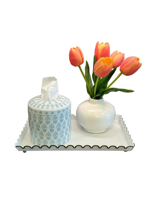 Ceramic Tissue Vessel - Blue Floral