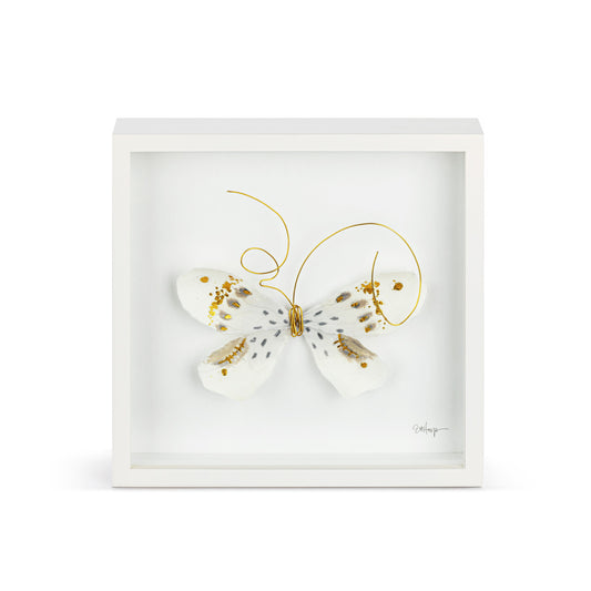 Butterfly Shadow Box - White/Gold