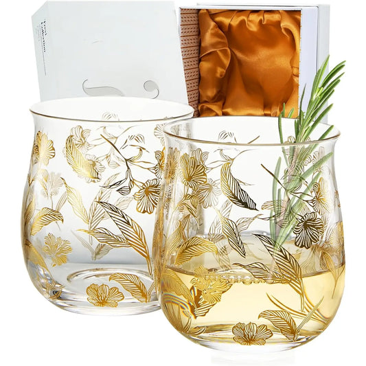 Gold Floral Tumbler - S/2