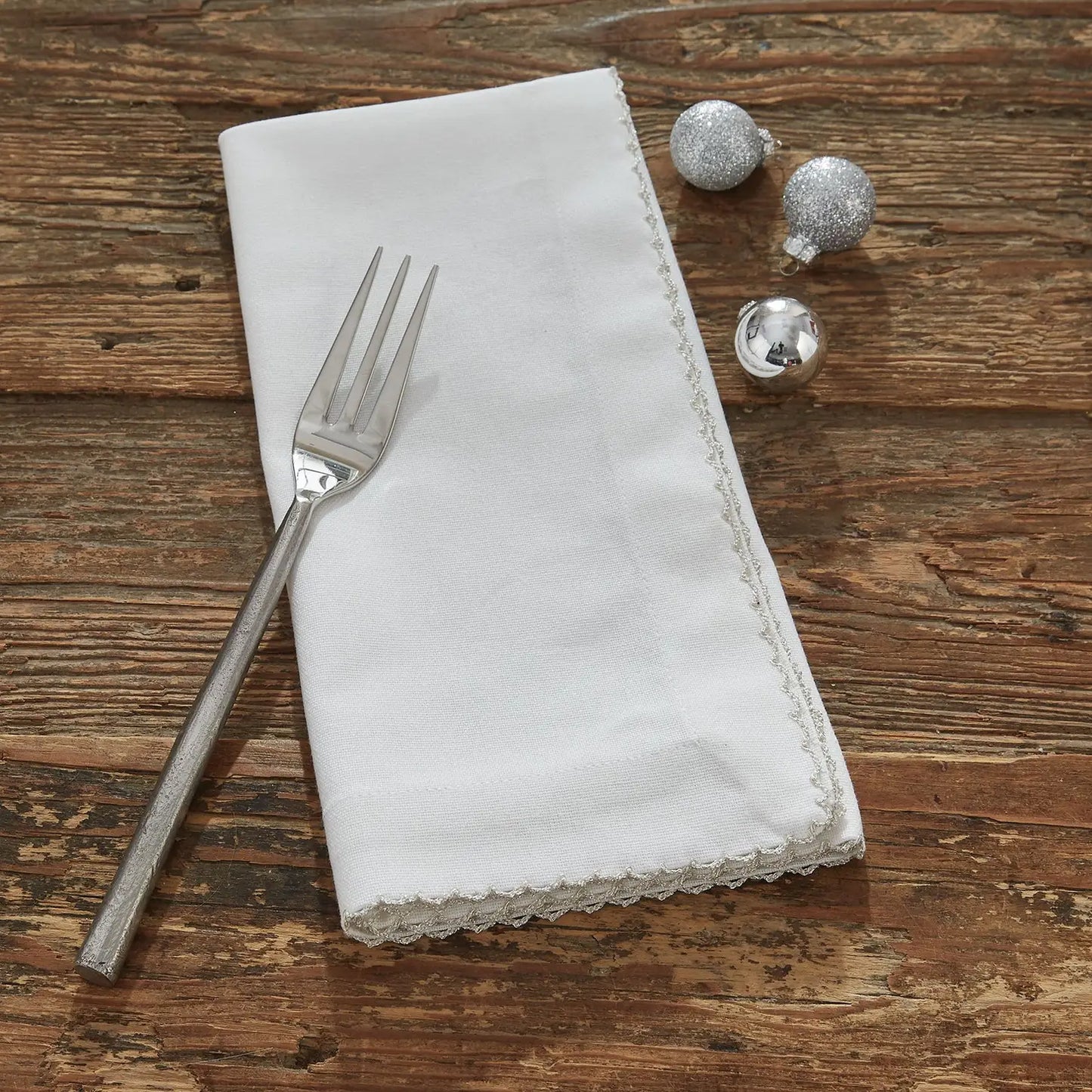 Cloth Napkin - Silver Crochet