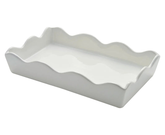 Guest Napkin Holder - Ceramic Scalloped