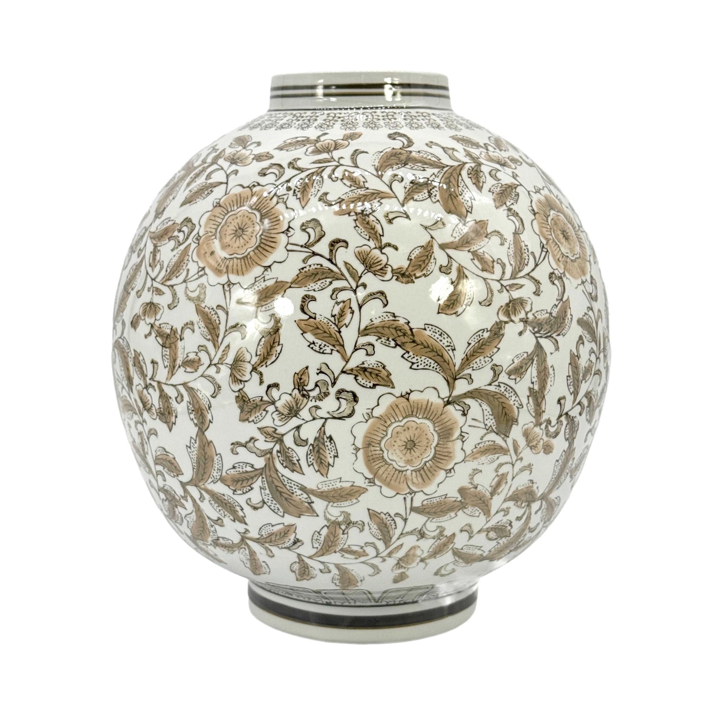 Brown Globe Chinoiserie Vase