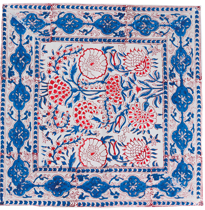Cloth Napkin S/4 - Blue & Red Floral