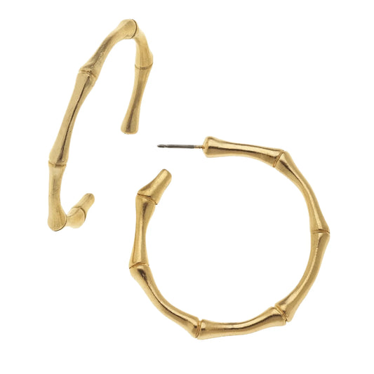 Gold Bamboo Hoop Earring