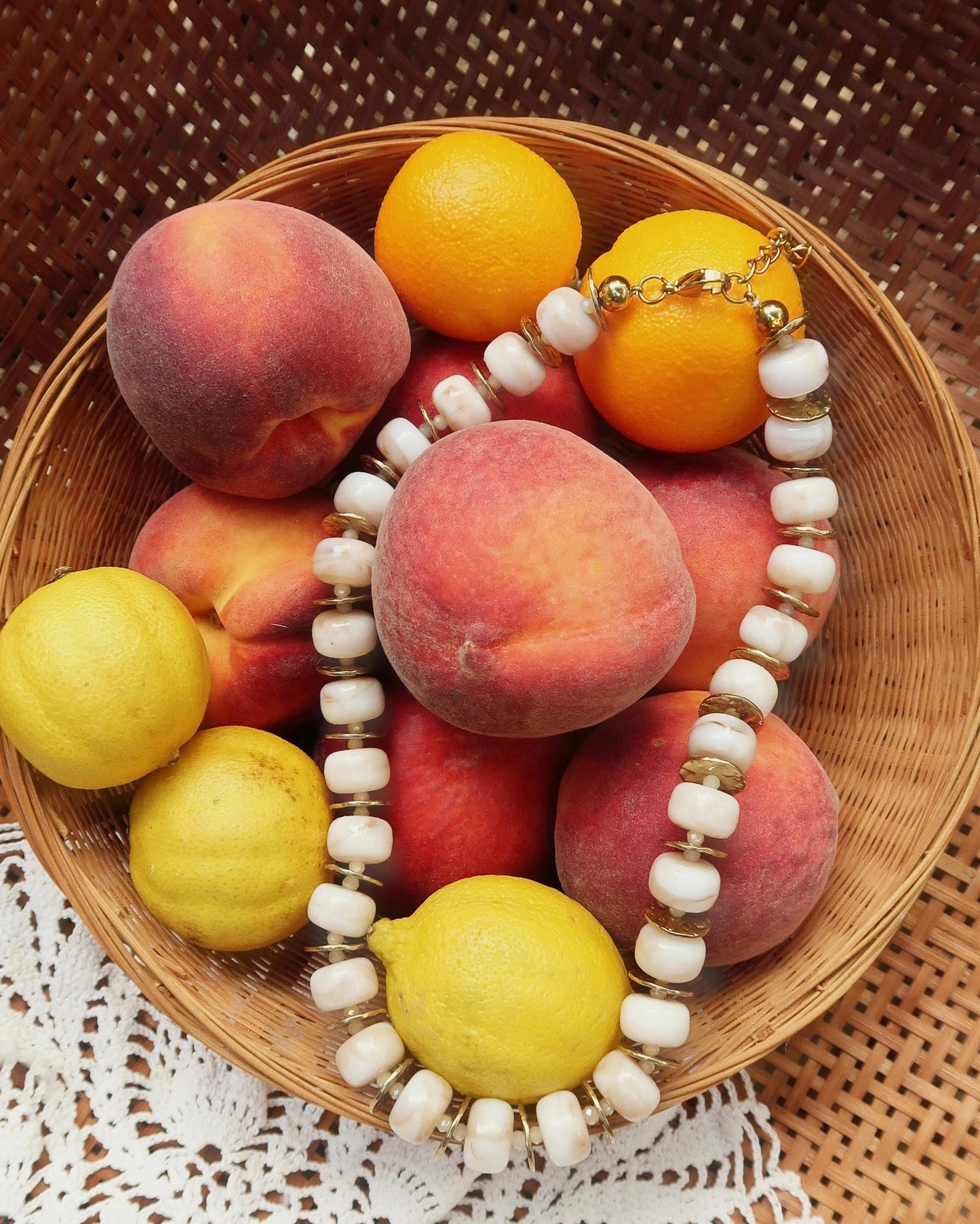 Beige Beaded Necklace