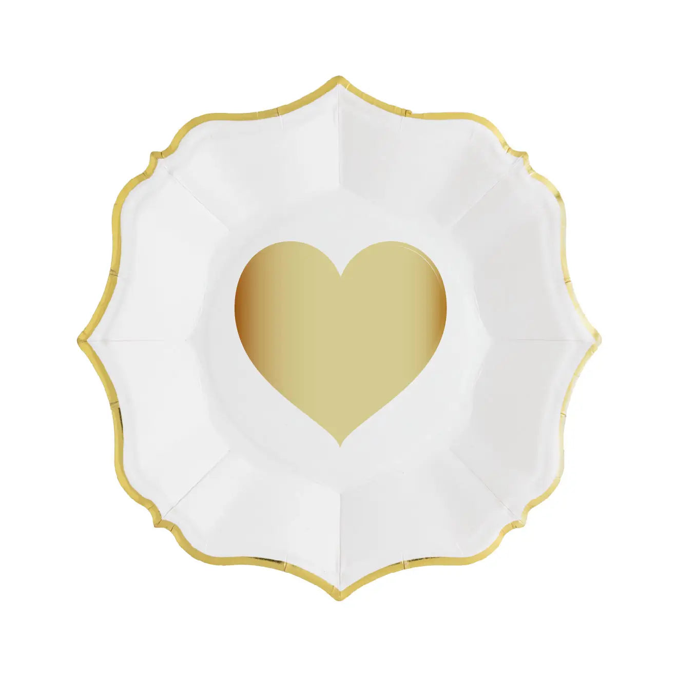 Paper Plate (Small) - White/Gold Heart