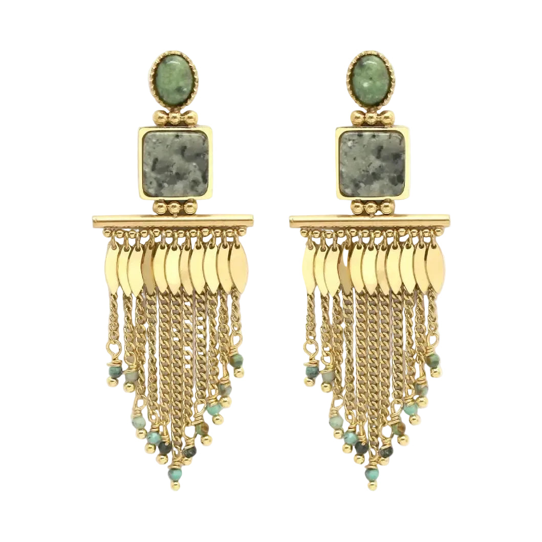 African Turquoise Fringe Earring