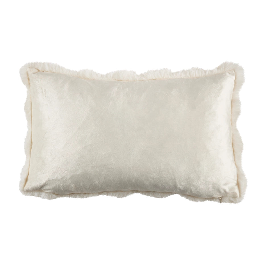 Ivory Textured Fur Pillow - 12x20