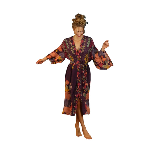 Kimono Gown - Amethyst Trailing Wisteria