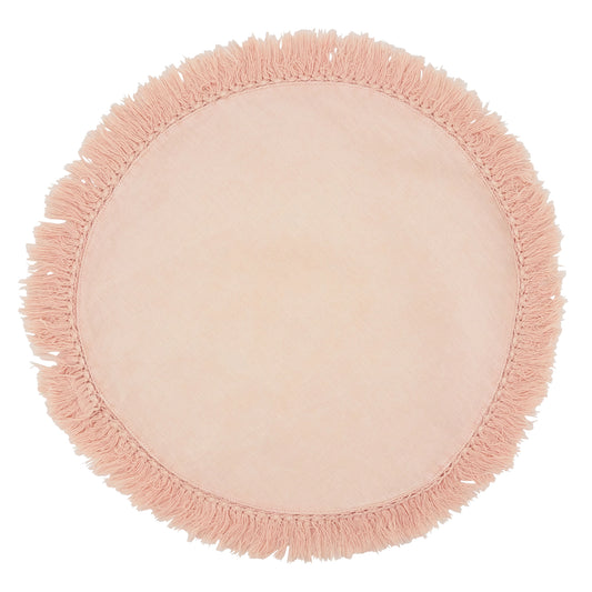 Stonewashed Fringe Placemat - Rose
