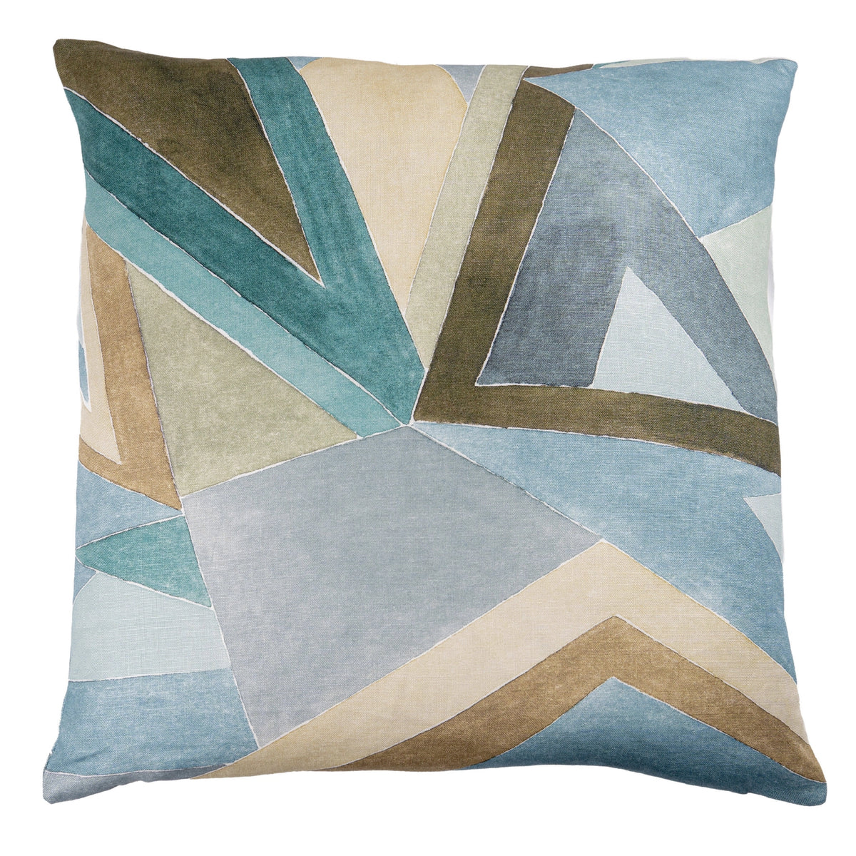 Brown/Blue Geo Lines Pillow - 22x22