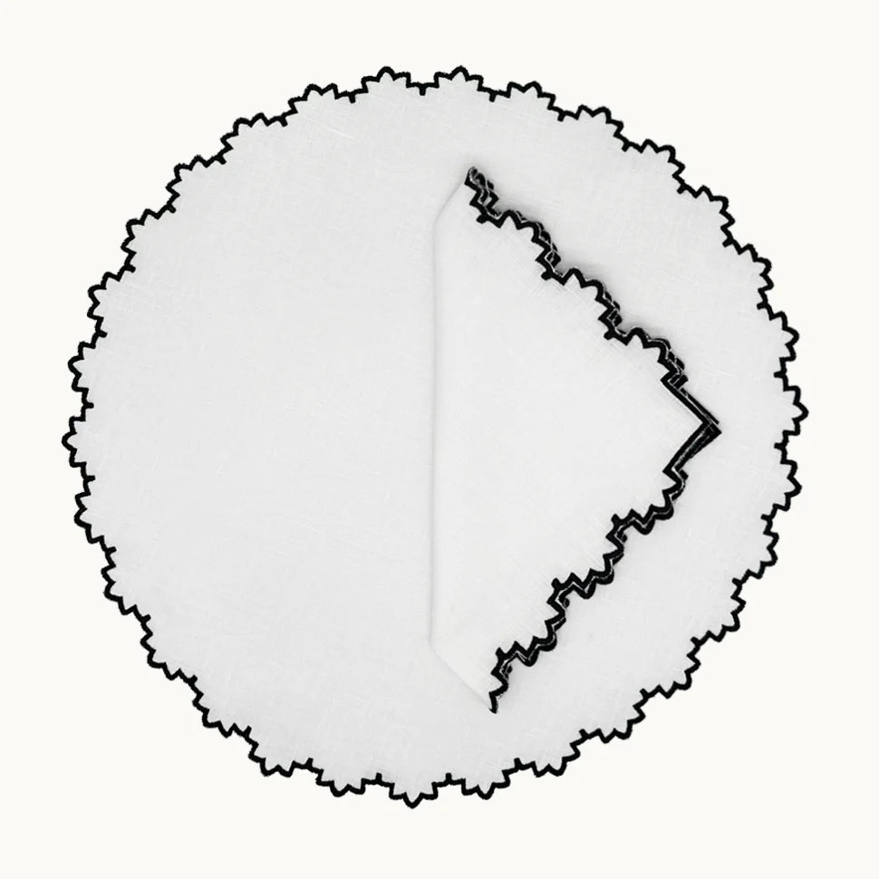 Cloth Placemat S/4 - Black Embroidered Edging