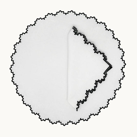 Cloth Placemat S/4 - Black Embroidered Edging