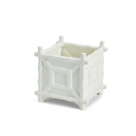 White Bamboo Ceramic Cachepot