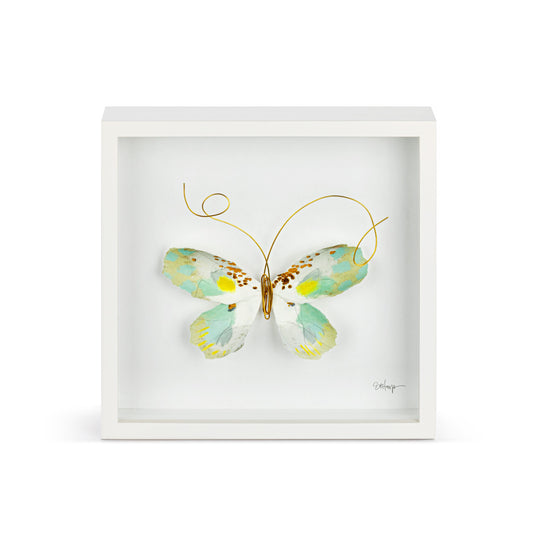 Butterfly Shadow Box - Green/White