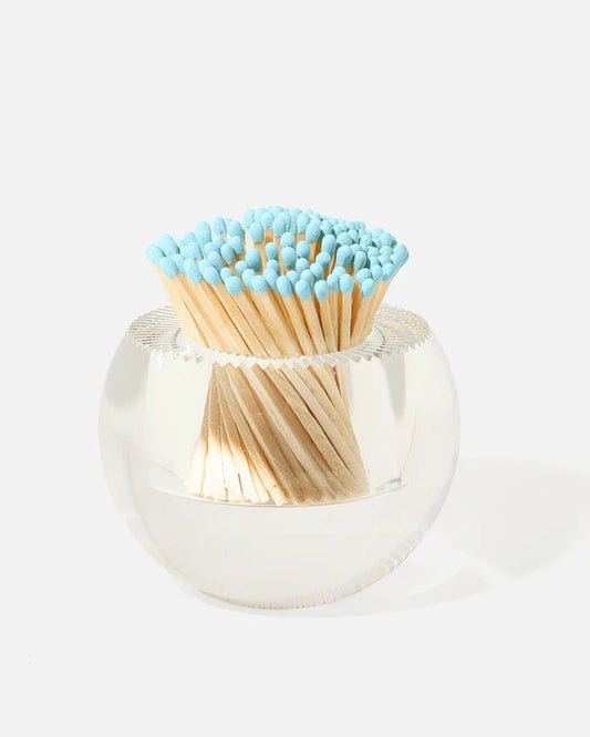 Acrylic Match Striker - Round/Light Blue Matches