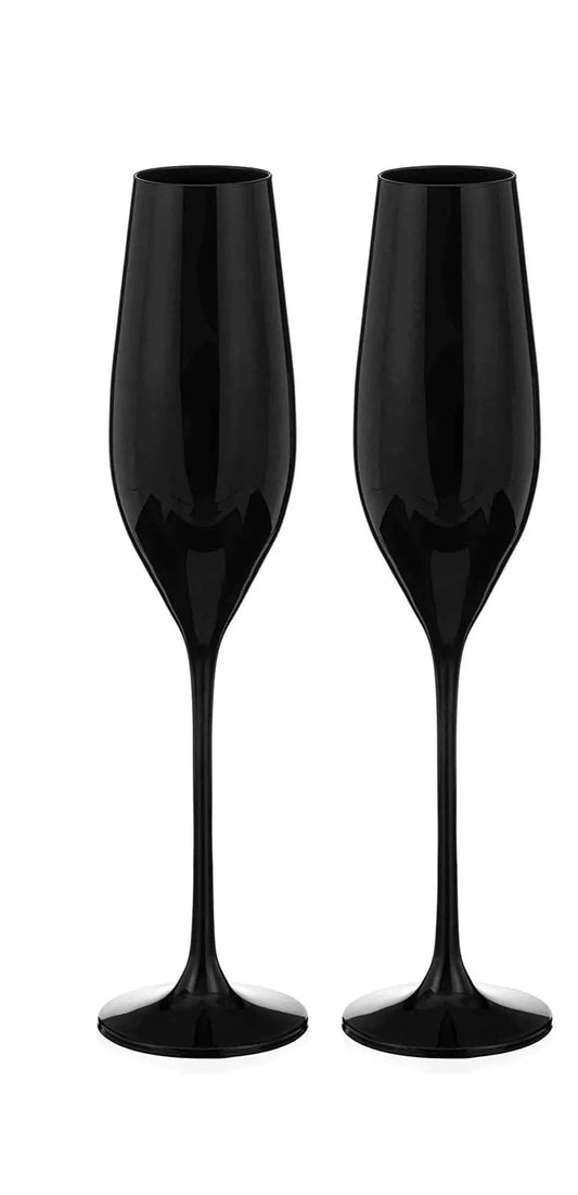 Black Champagne Flute S/2