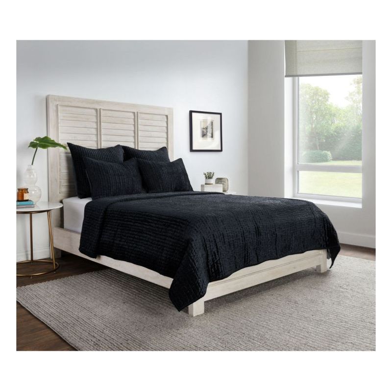 Bari Velvet Quilt Set - Onyx